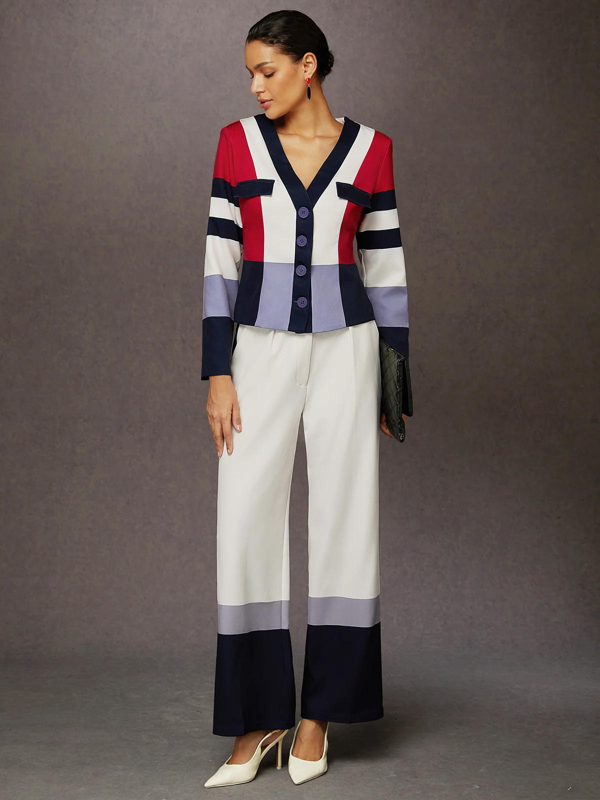 Urban Color Block Wide Leg Pants