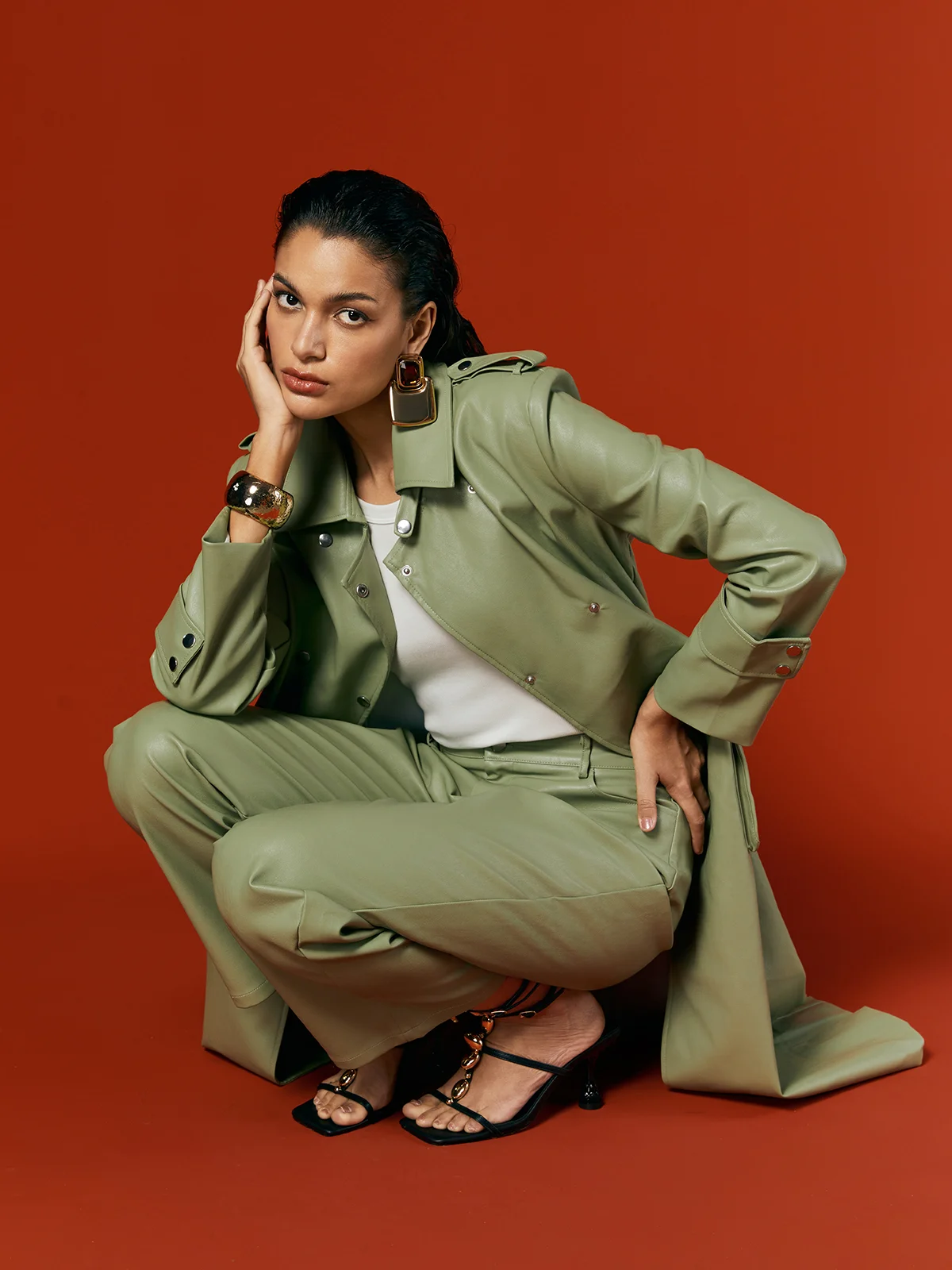 Urban Lapel Collar Faux Leather Coat