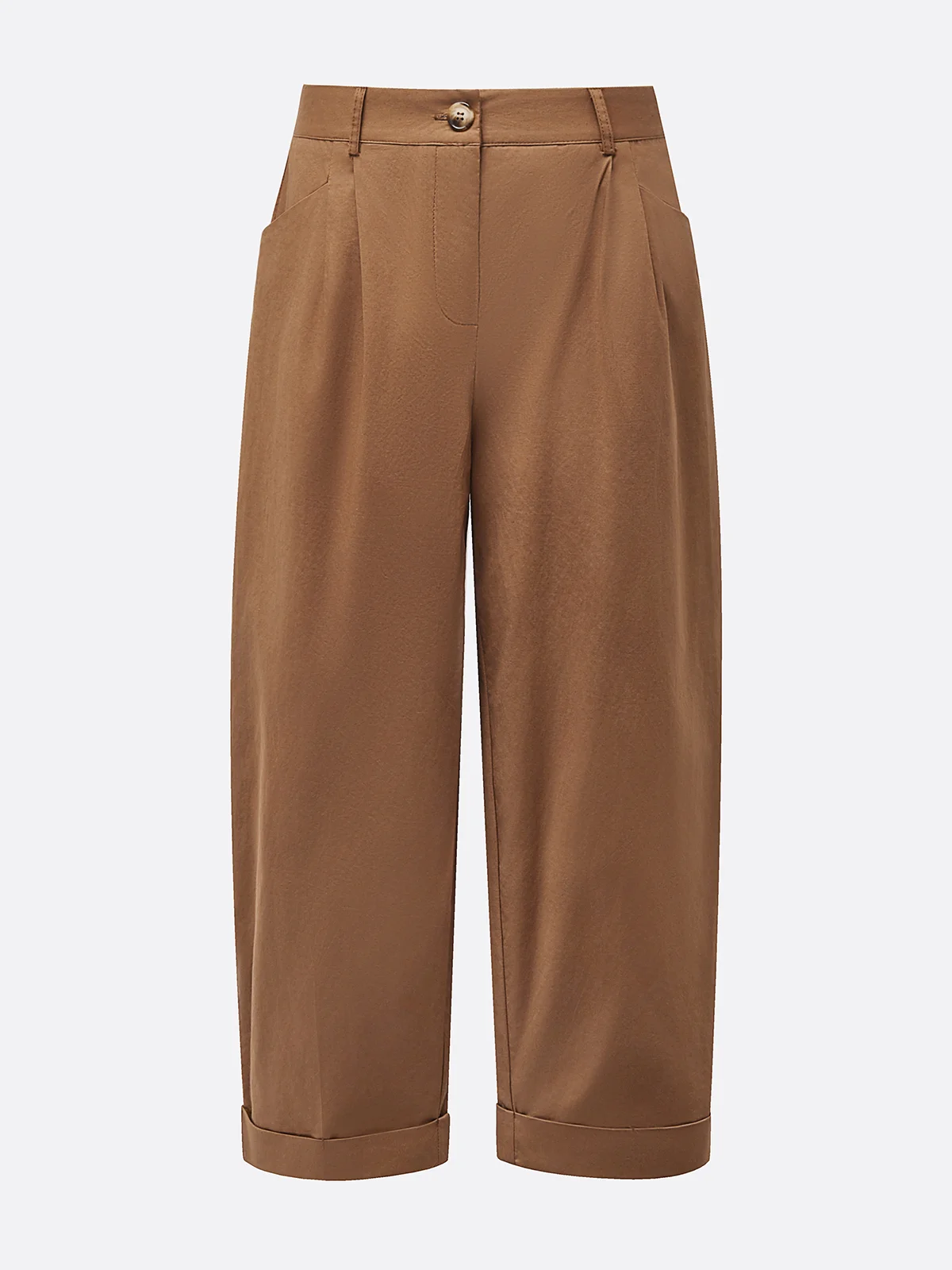 Casual Plain Pockets Turnip Pants No Belt