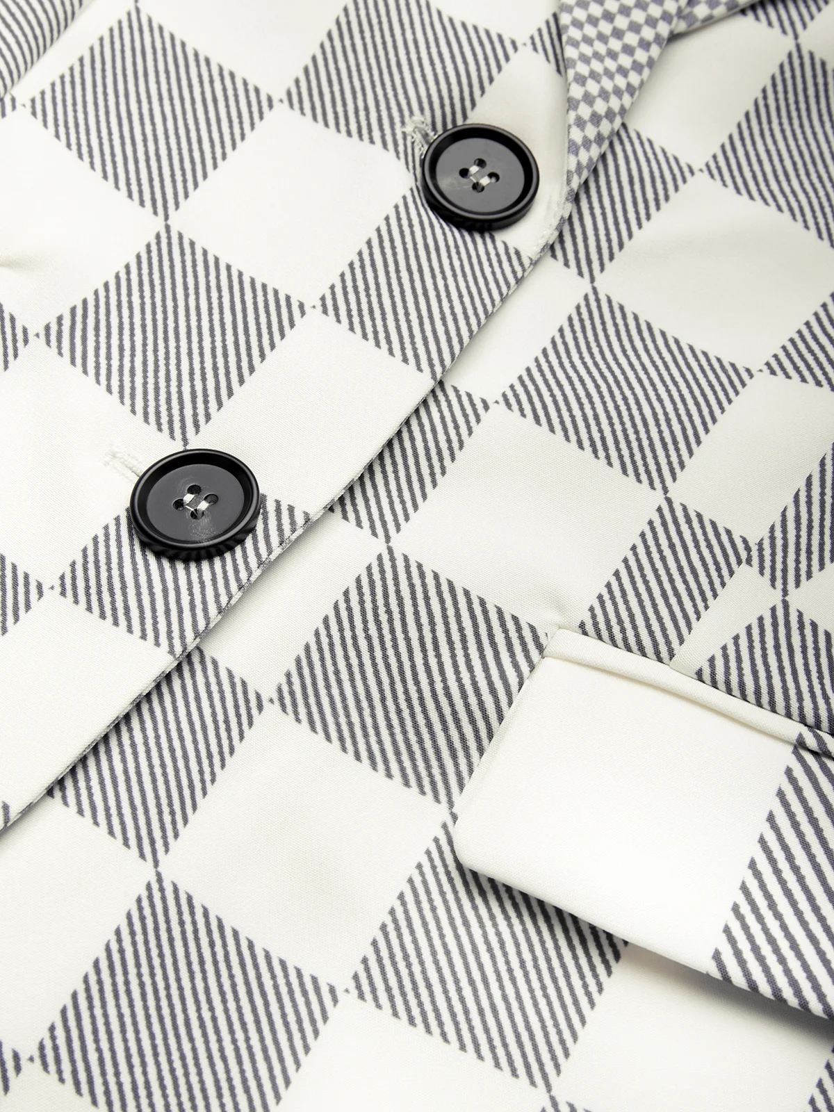 Urban  Printing Plaid Lapel Collar Blazer