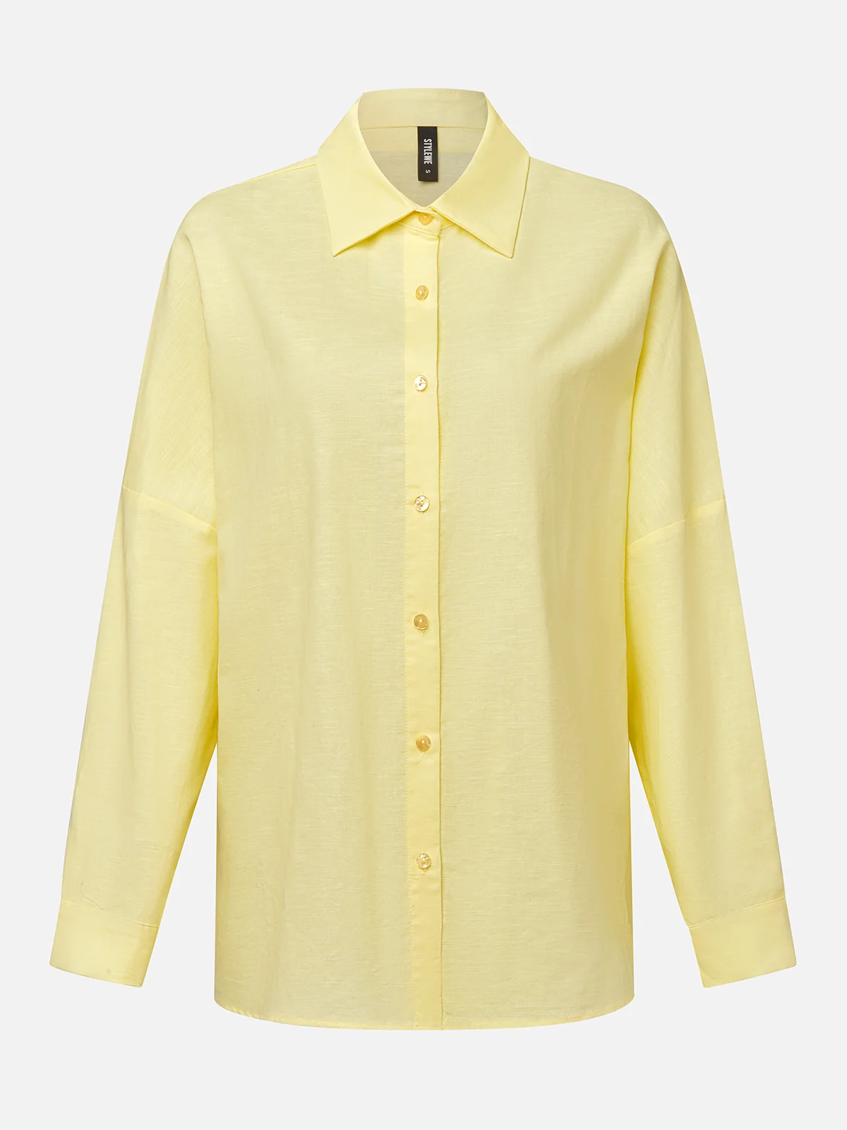 Cotton And Linen Casual Plain Raglan Sleeves Shirt