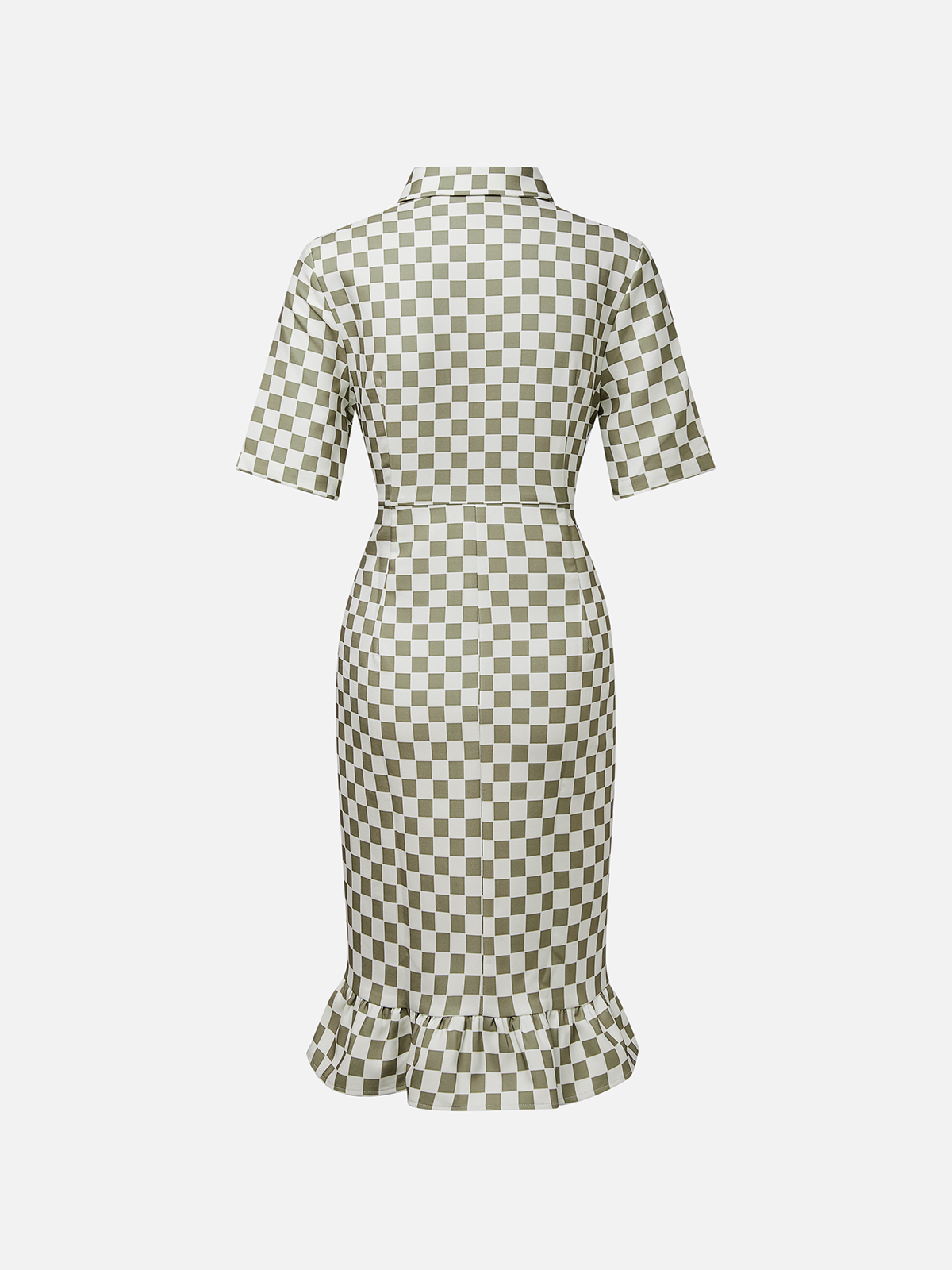 Urban Plaid Printing Shirt Collar Midi Dress