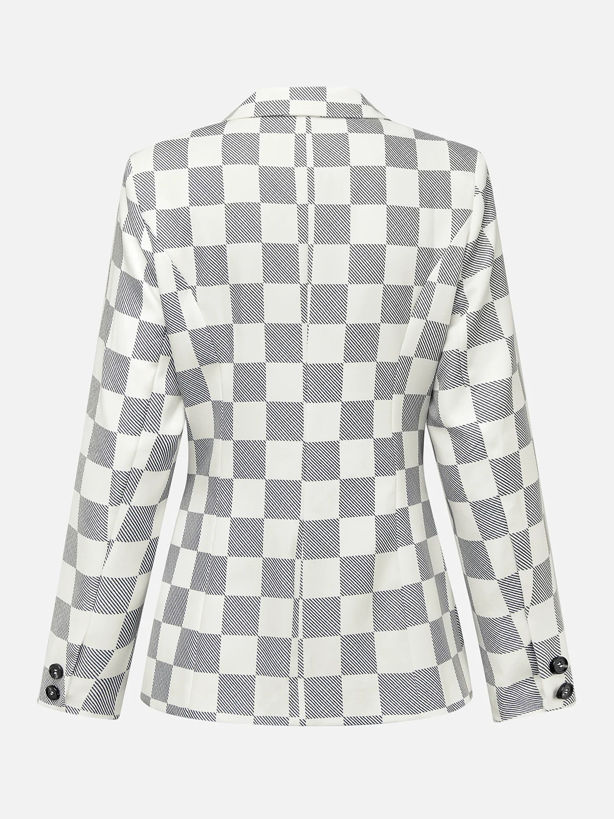 Urban  Printing Plaid Lapel Collar Blazer