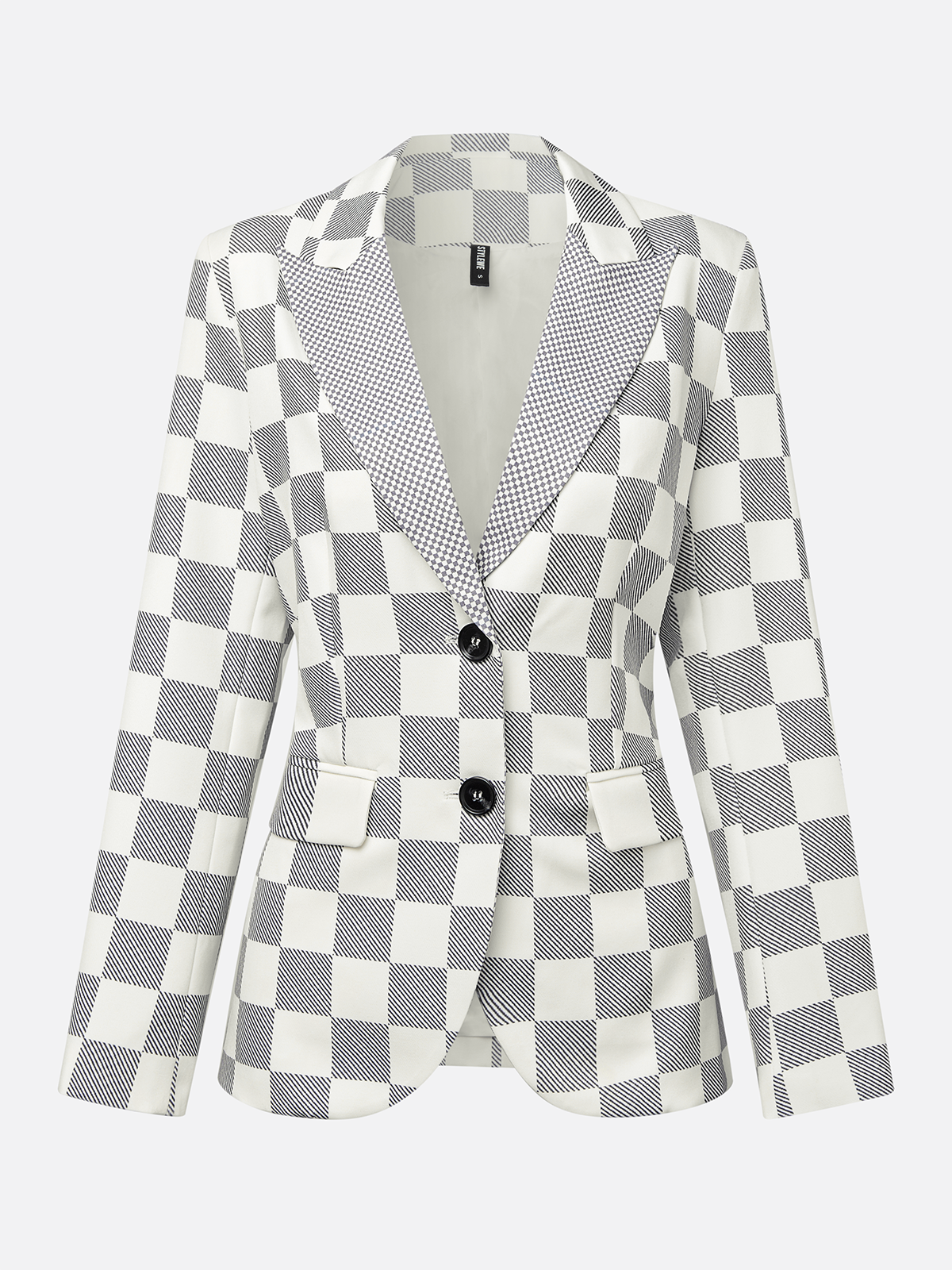 Urban  Printing Plaid Lapel Collar Blazer