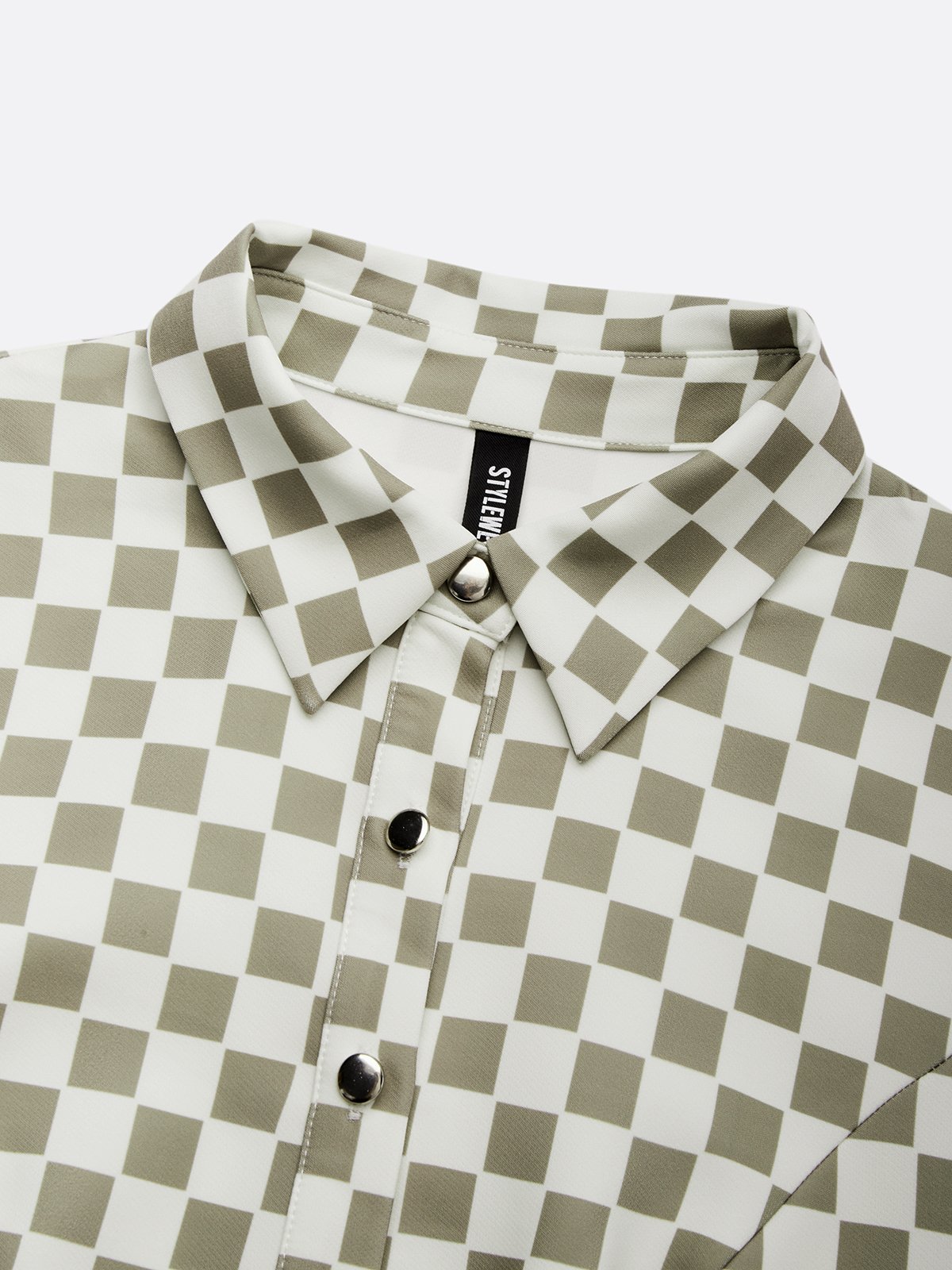 Urban Plaid Printing Shirt Collar Midi Dress