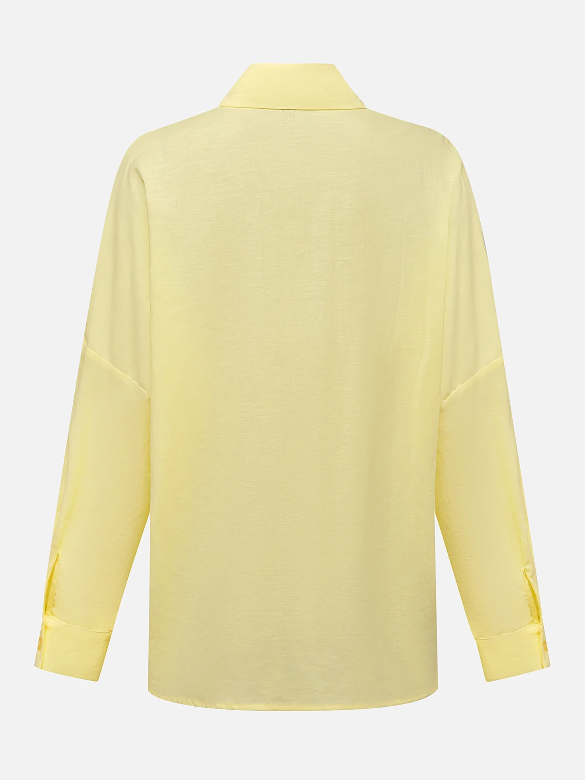 Cotton And Linen Casual Plain Raglan Sleeves Shirt