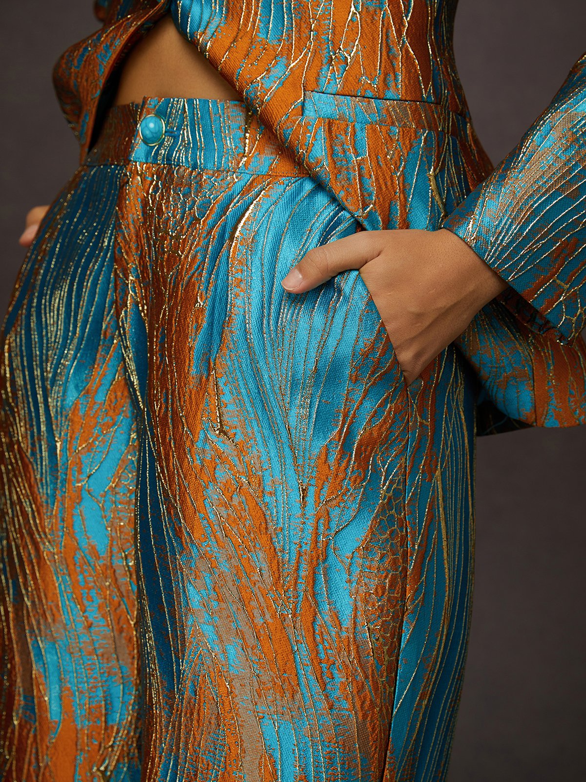 Elegant Jacquard Wide Leg Pants