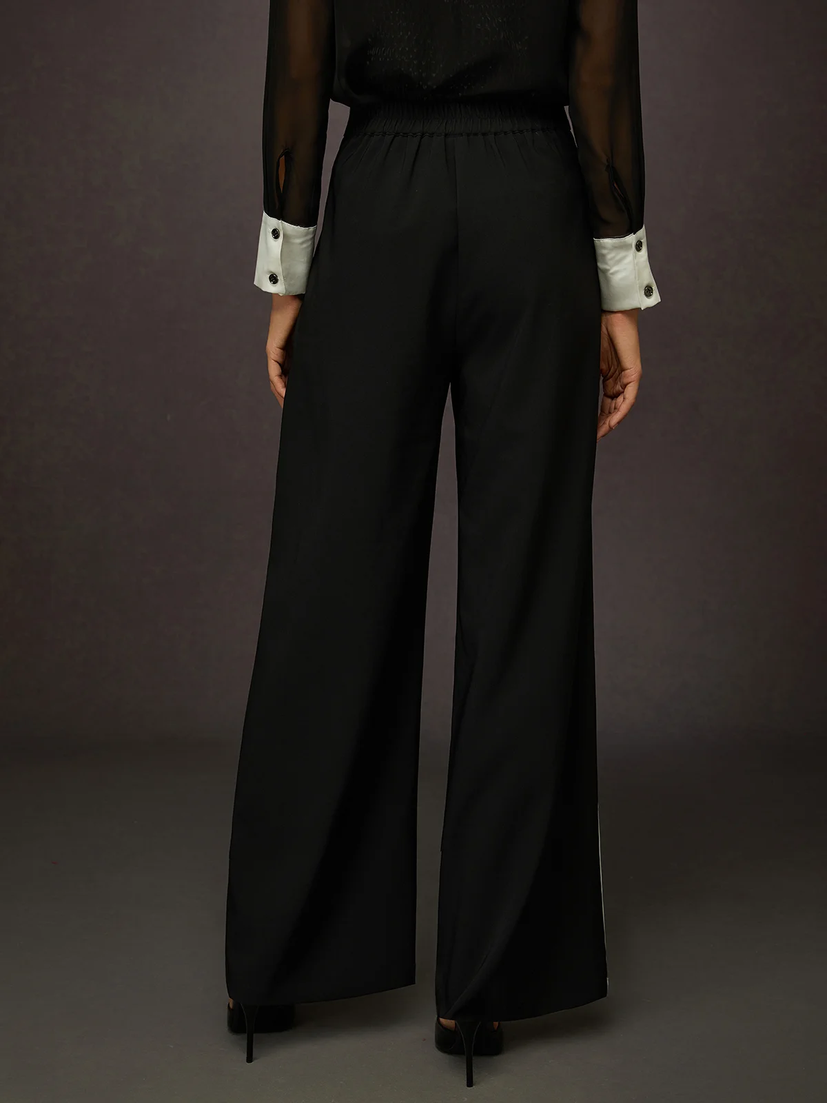 Urban Monochrome Colorblock Wide-Leg Pants