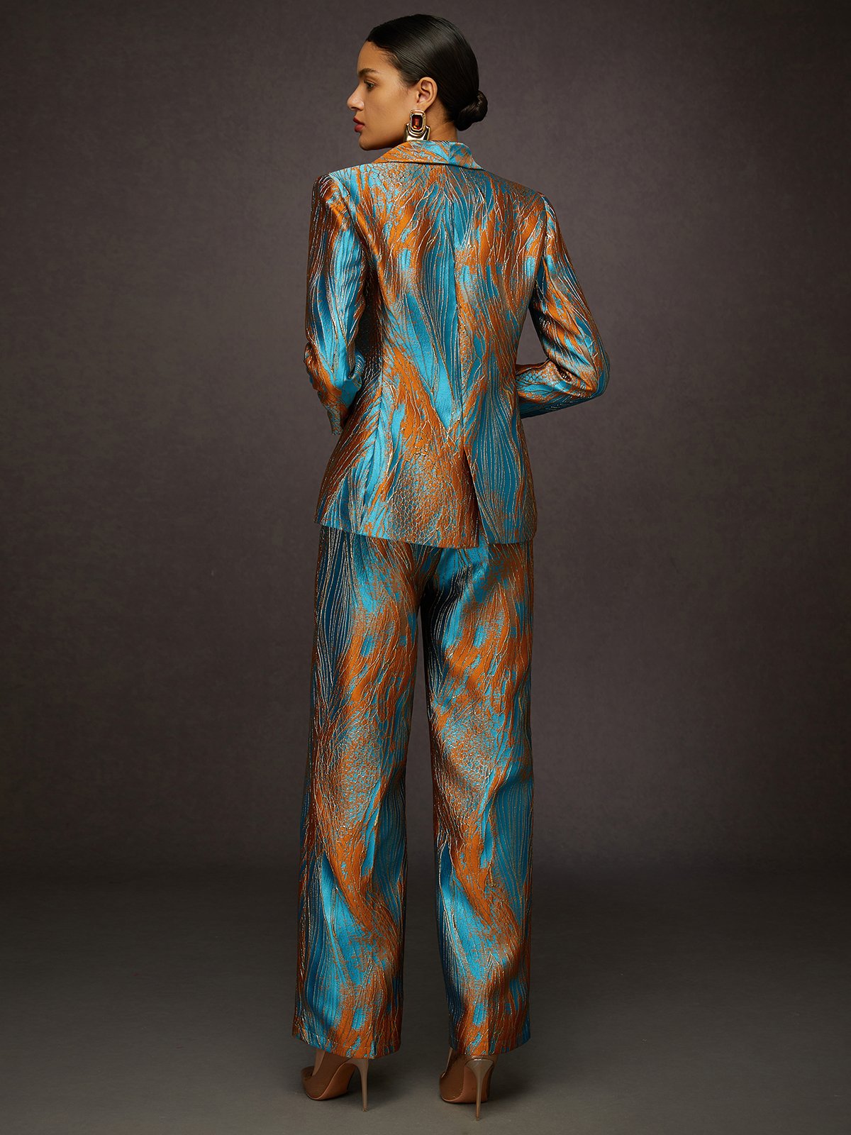 Elegant Jacquard Wide Leg Pants