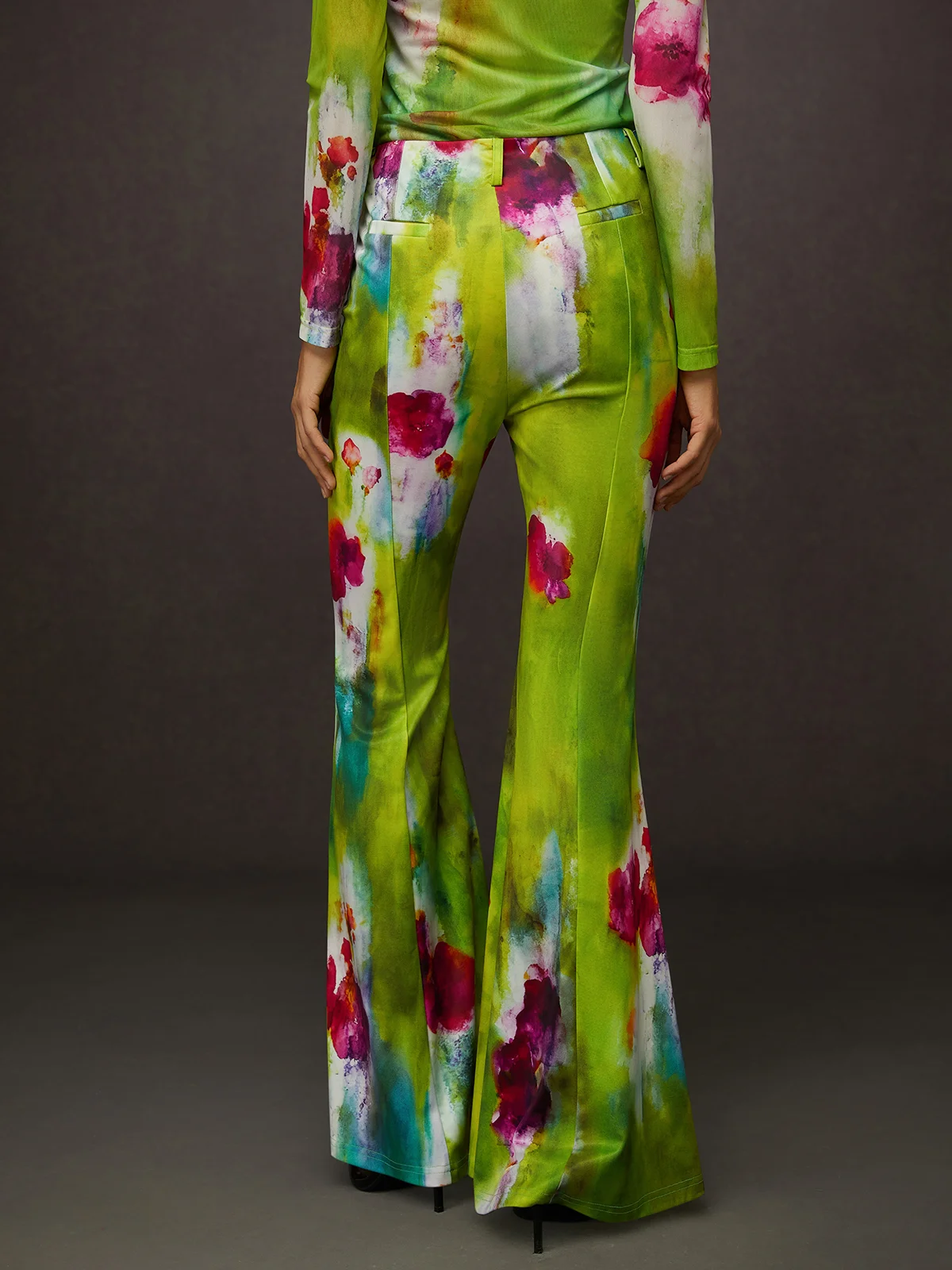 Elegant Floral Printing Flare Pants