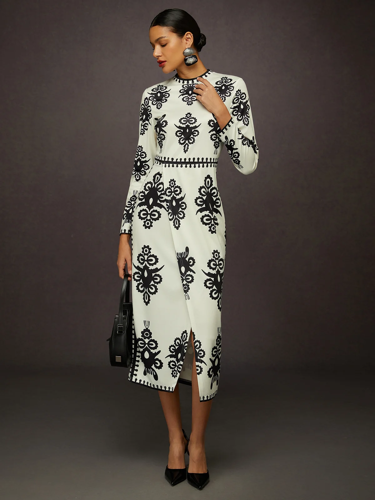 Elegant Ethnic Geometry Printing  Maxi Dress