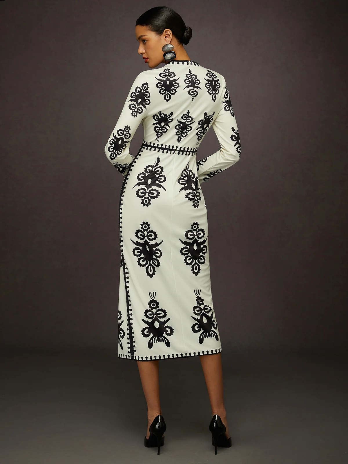 Elegant Ethnic Geometry Printing  Maxi Dress