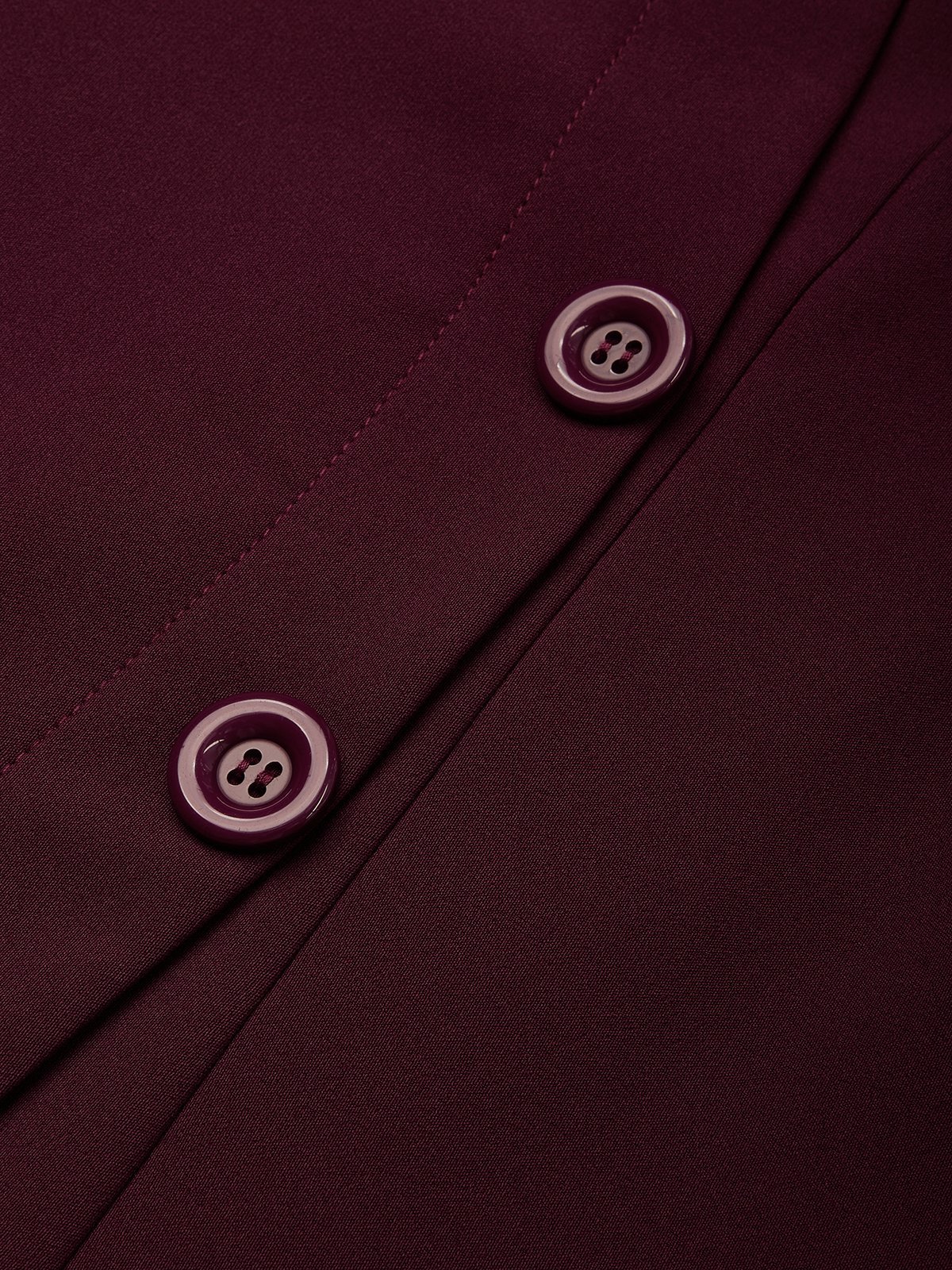 Elegant Plain Buttoned Cross Neck Midi Dress