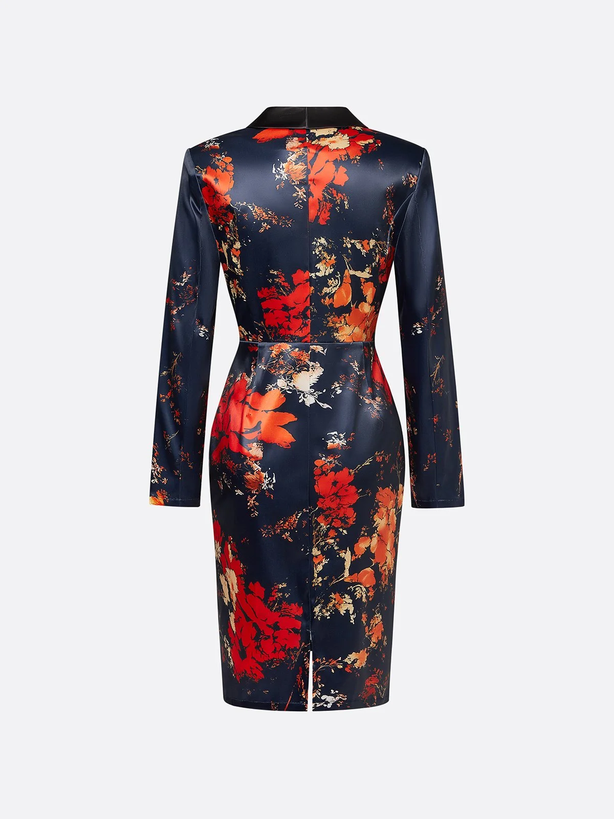 Elegant Floral Lapel Collar Knee Length Dress