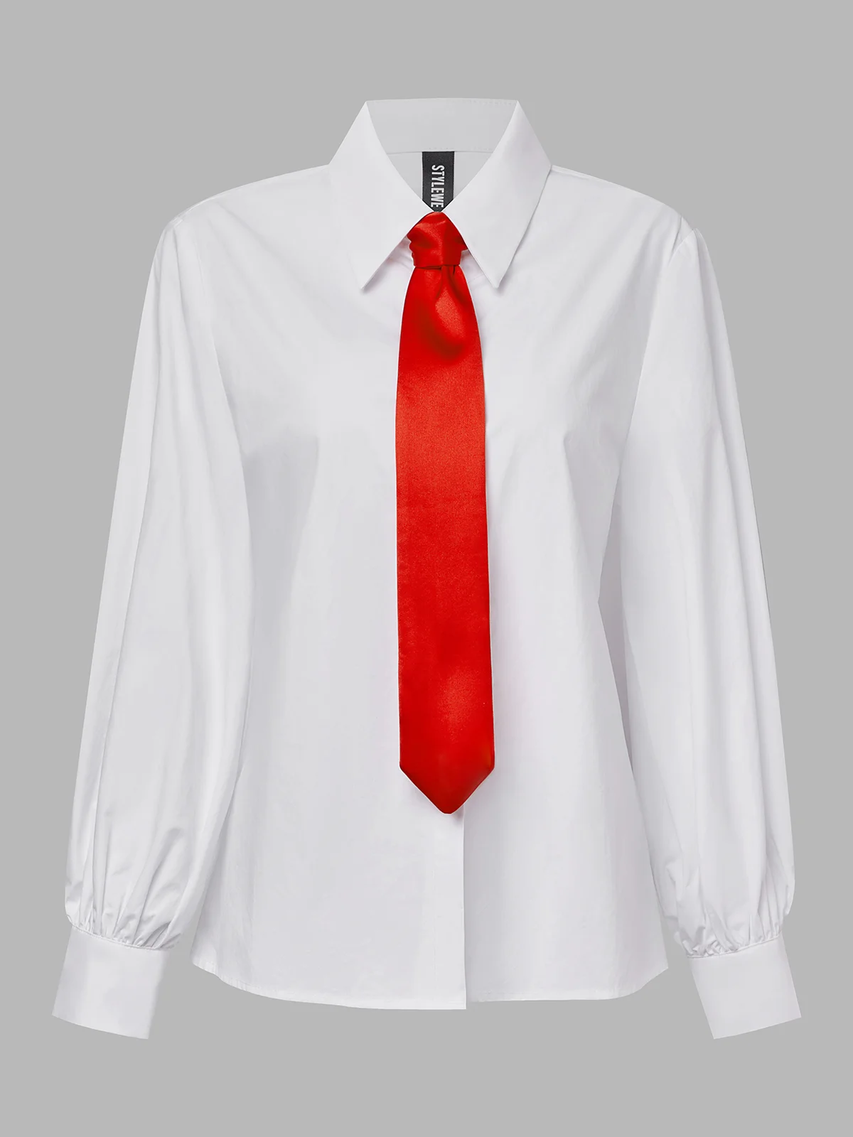 Cotton Urban Plain Buttoned Shirt With Tie