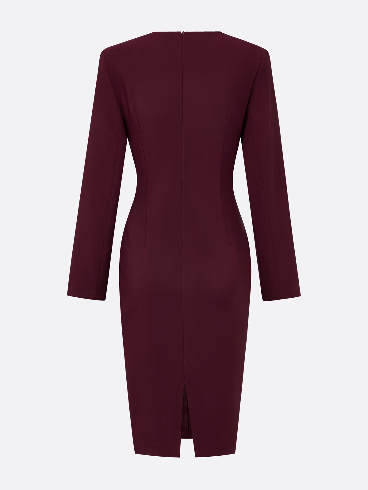 Elegant Plain Buttoned Cross Neck Midi Dress