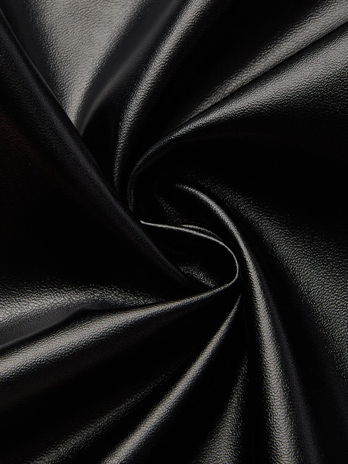 Urban Plain Knee Length Faux Leather Skirt With Belt