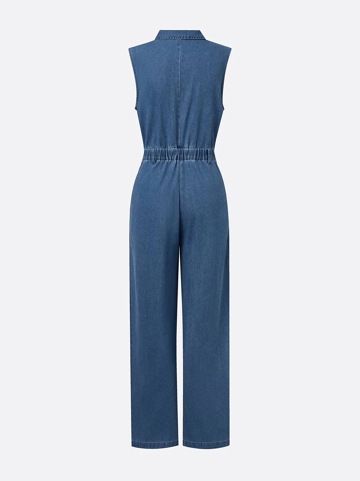Urban Plain Zipper Denim Jumpsuit