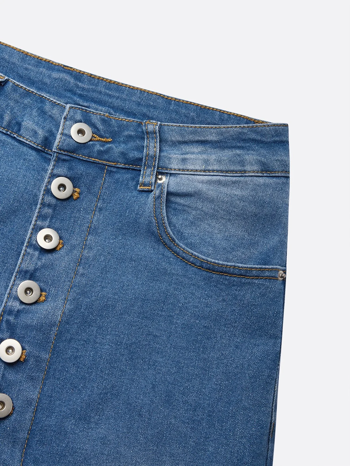 Buckle Detail Straight-Leg Denim Jeans