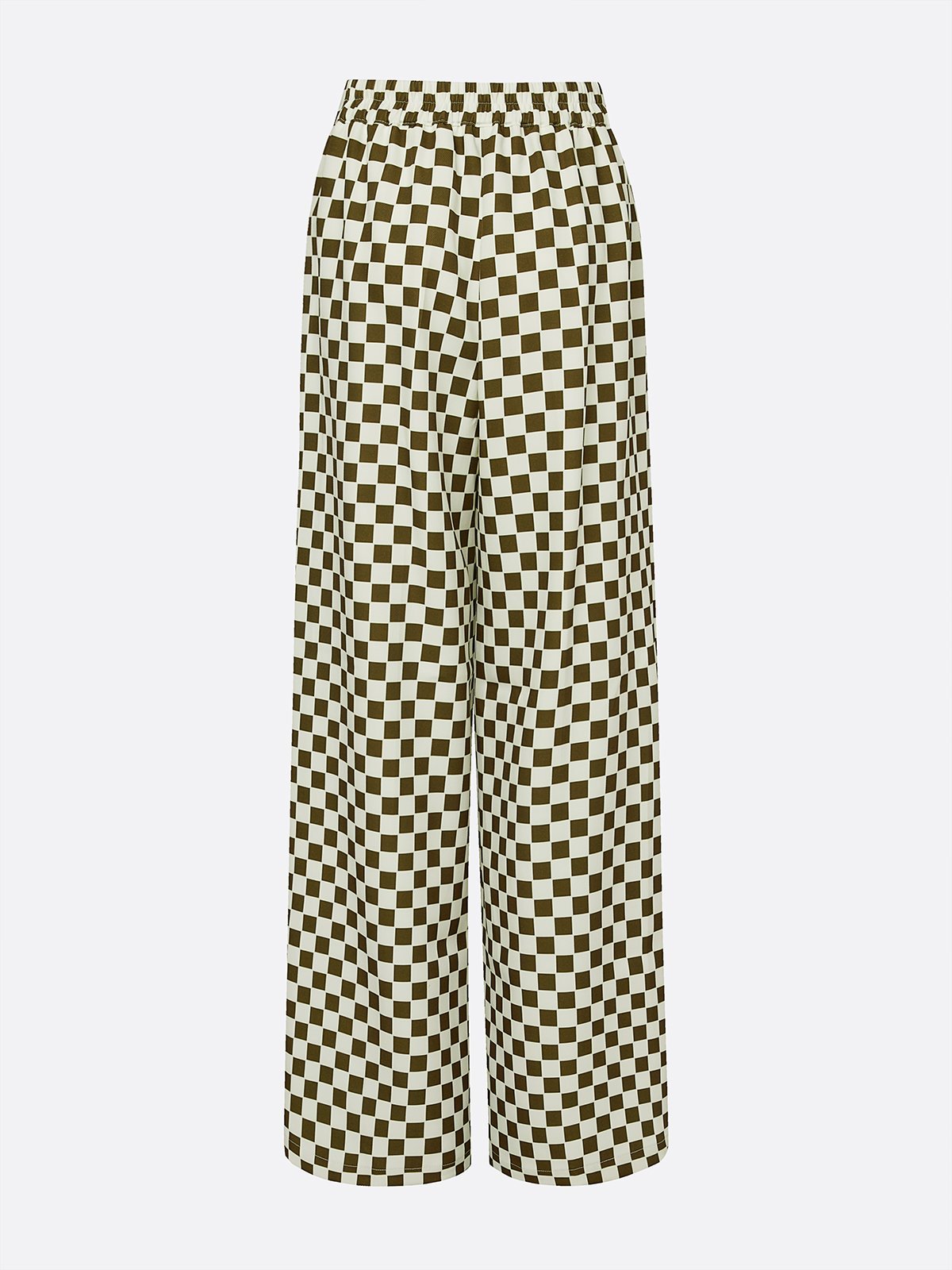 Urban Plaid Printing Wide Leg Pants
