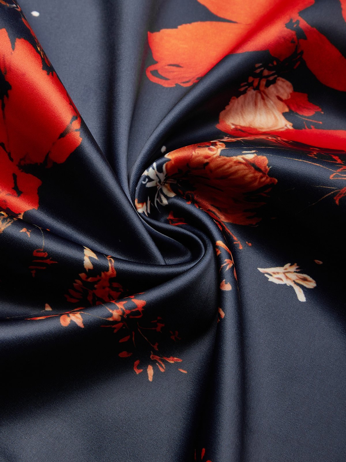 Elegant Floral Lapel Collar Knee Length Dress