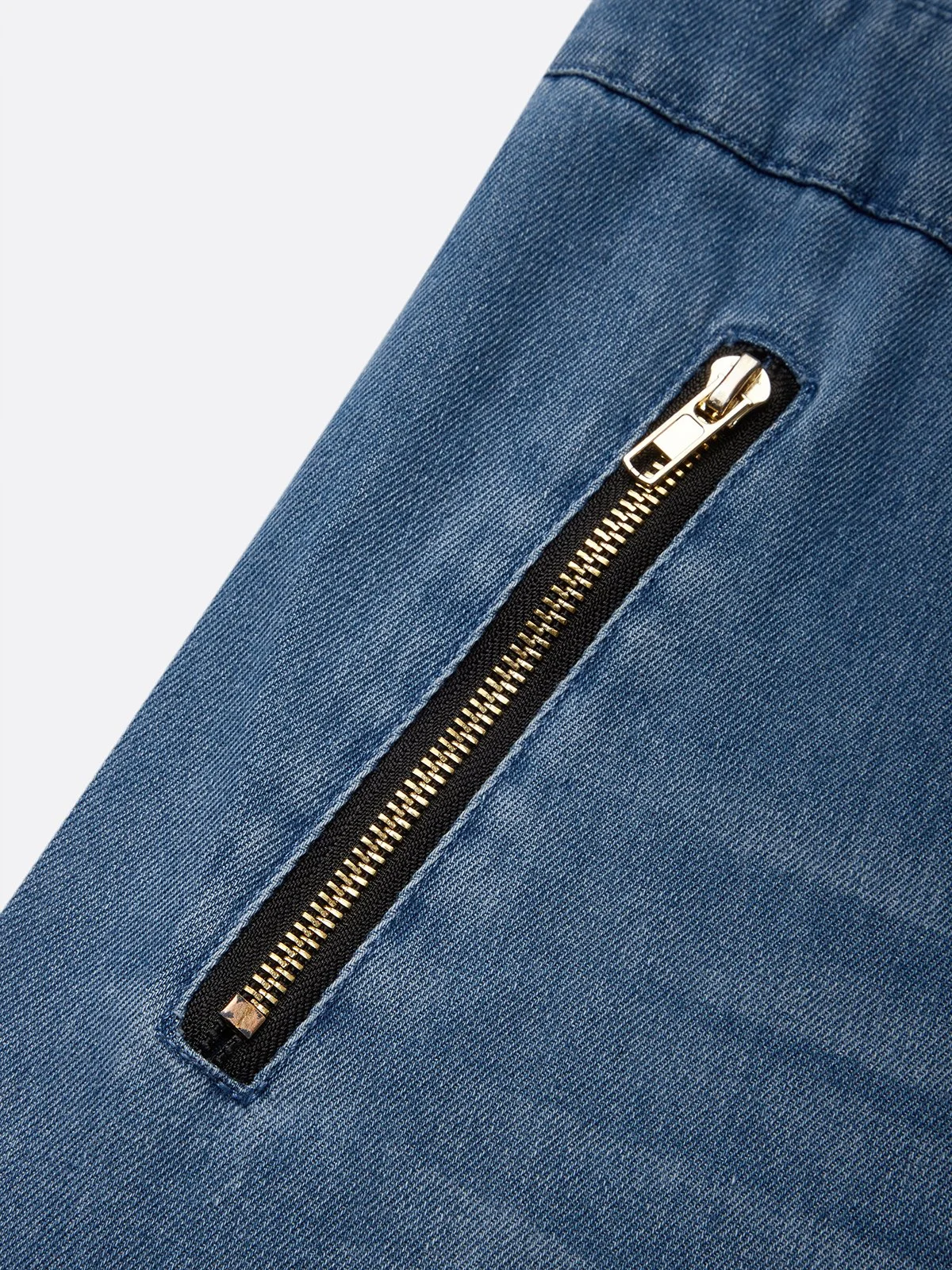 Urban Plain Zipper Denim Jumpsuit