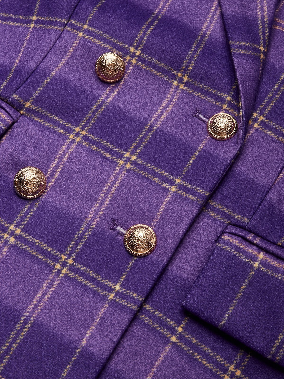 Urban Plaid Buttoned Lapel Blazer