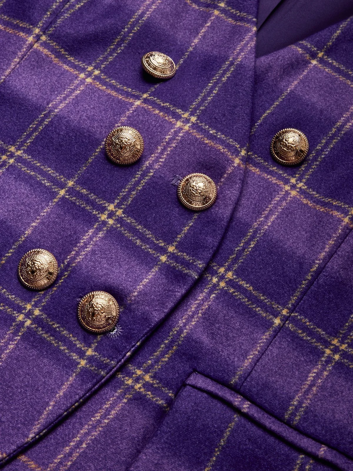 Urban Plaid Cross-Neck Buttoned Vest