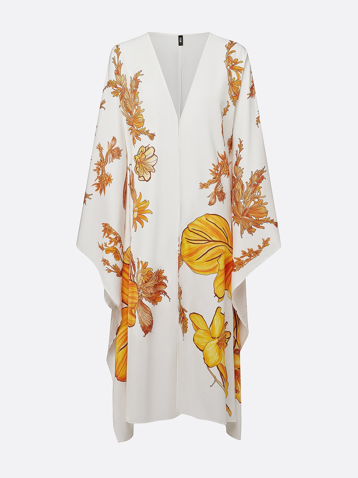 Vacation Split Sleeve Printing Floral Kimono