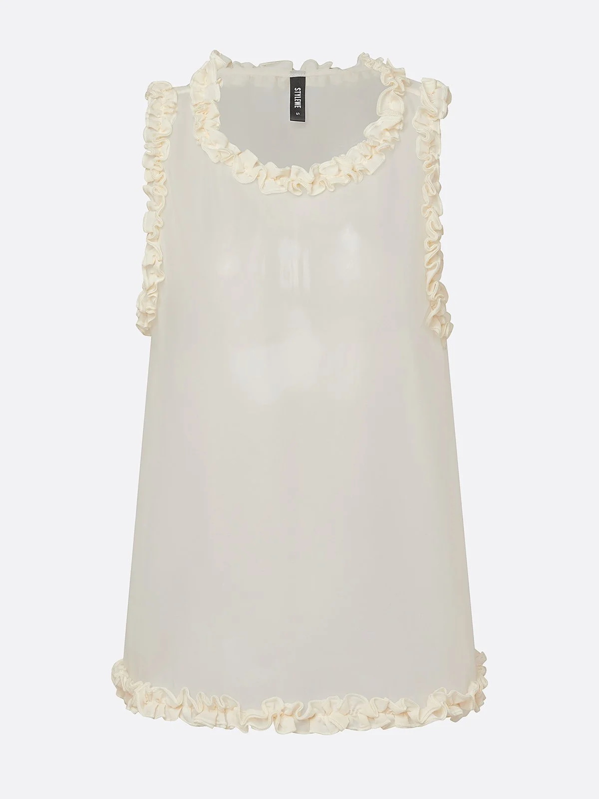 Casual Sheer Peplum Crew Neck Tank Top 