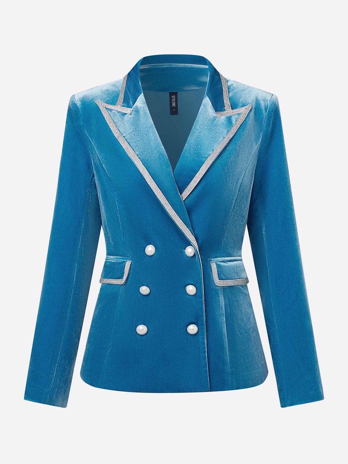 Elegant Velvet Piping Lapel Blazer