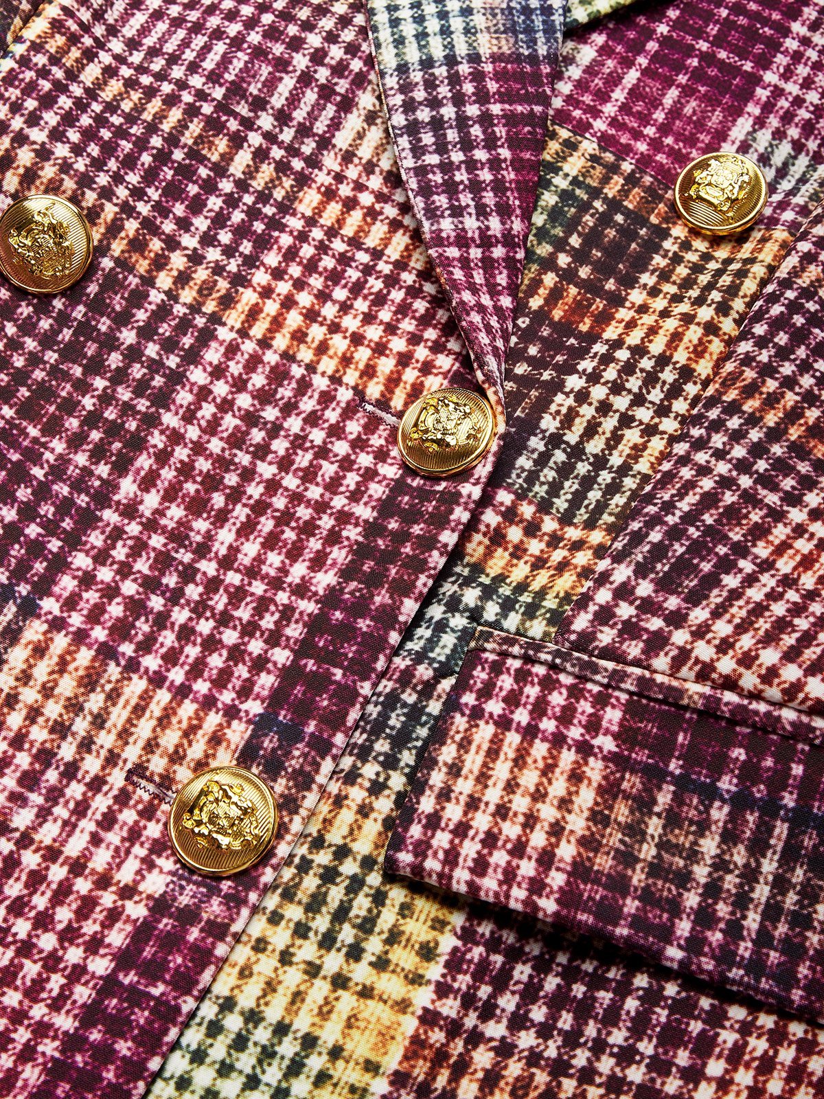 Urban Multi-Plaid Lapel Blazer