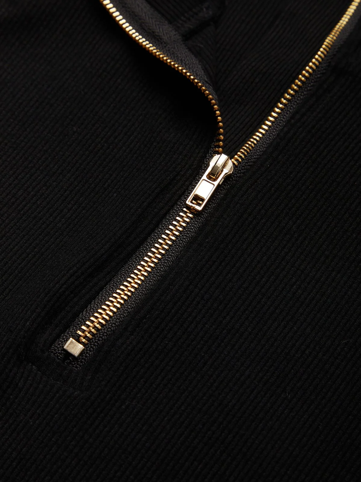 Jersey Urban Plain Zipper Turtleneck T-shirt