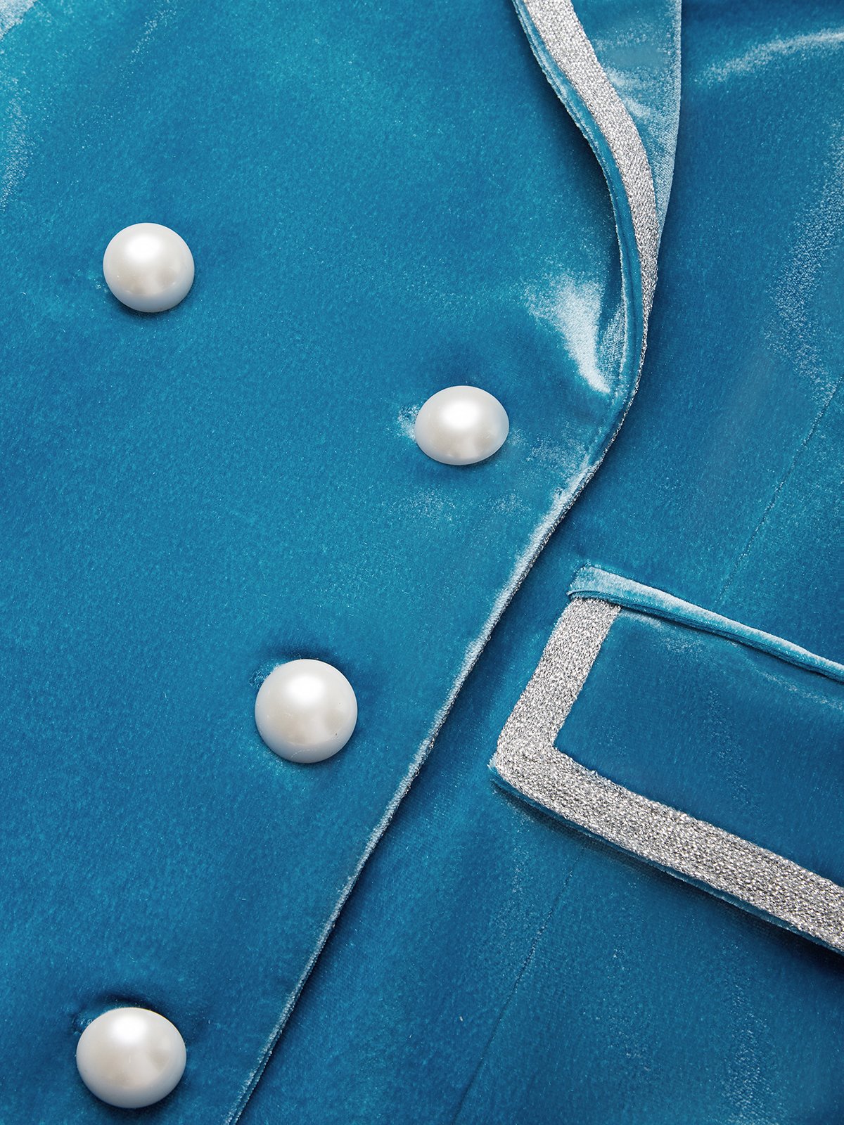 Elegant Velvet Piping Lapel Blazer