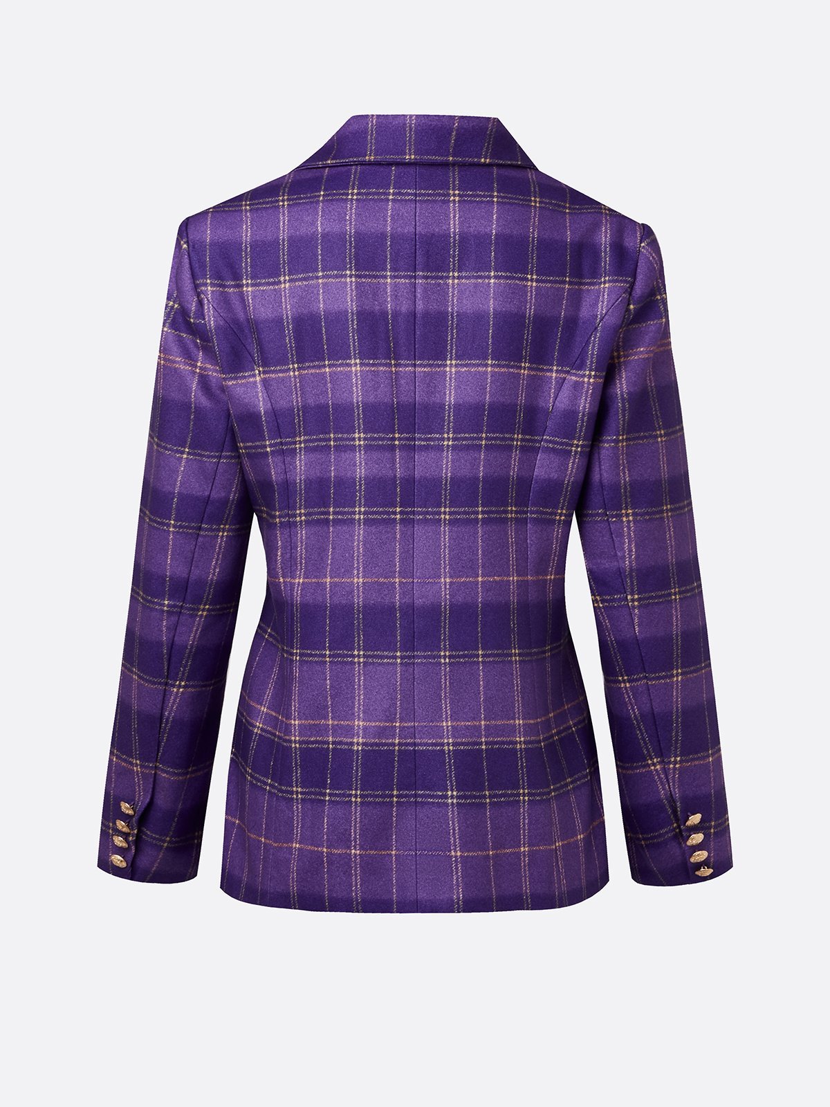 Urban Plaid Buttoned Lapel Blazer