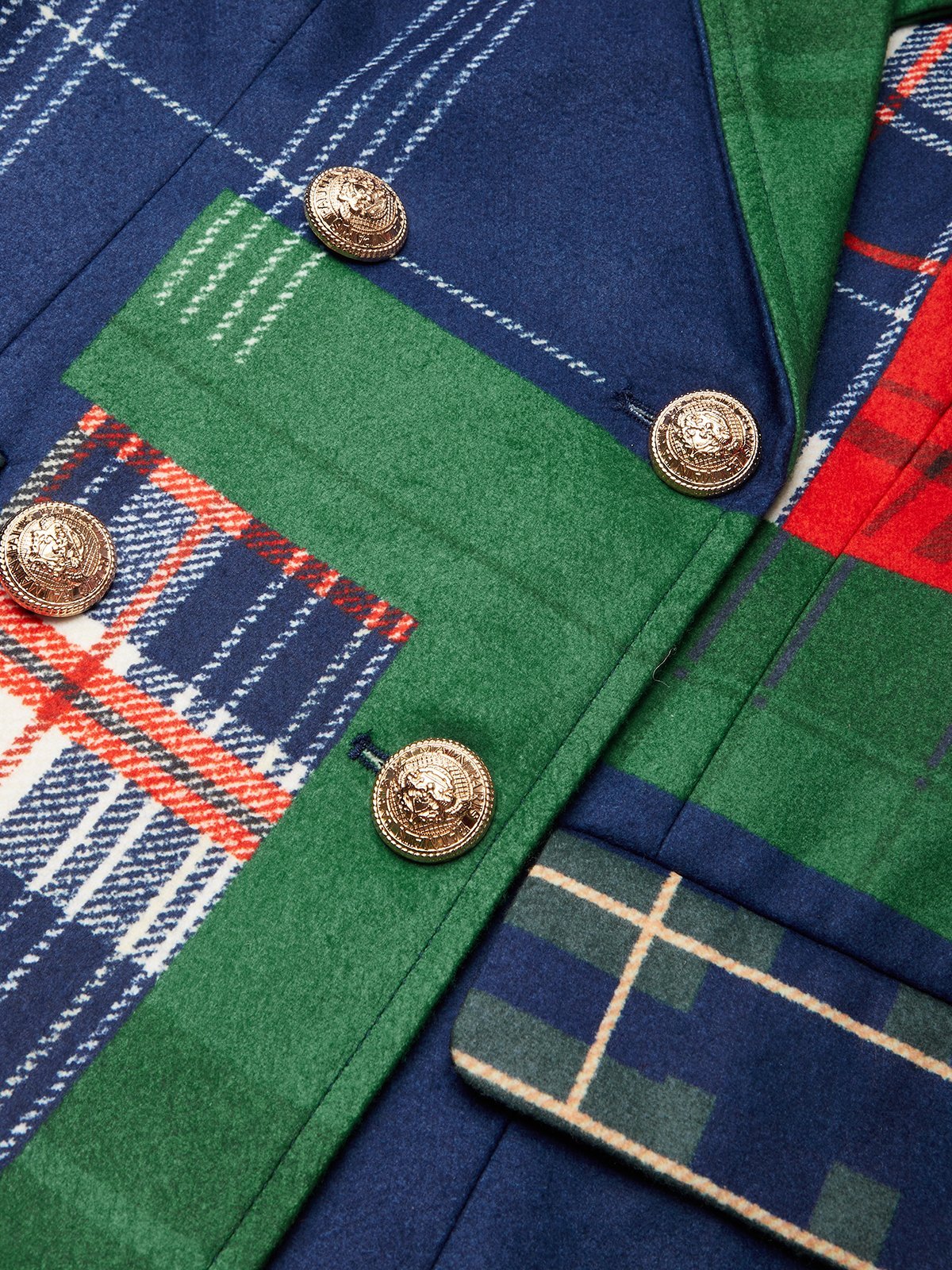 Urban Printing Plaid Lapel Collar Blazer