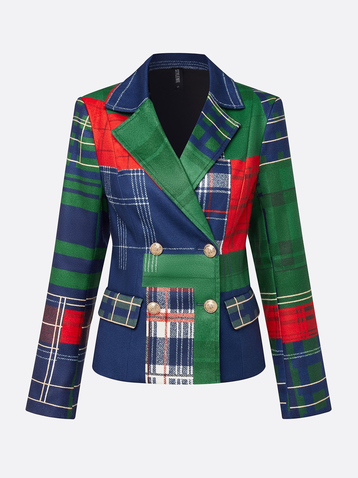 Urban Printing Plaid Lapel Collar Blazer