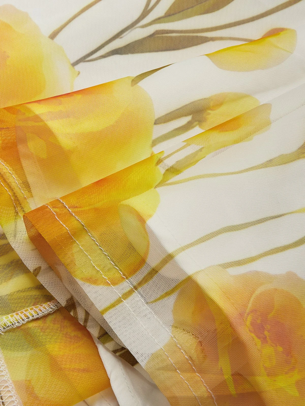 Elegant Floral Printing Crew Neck Knee Length Party Dress