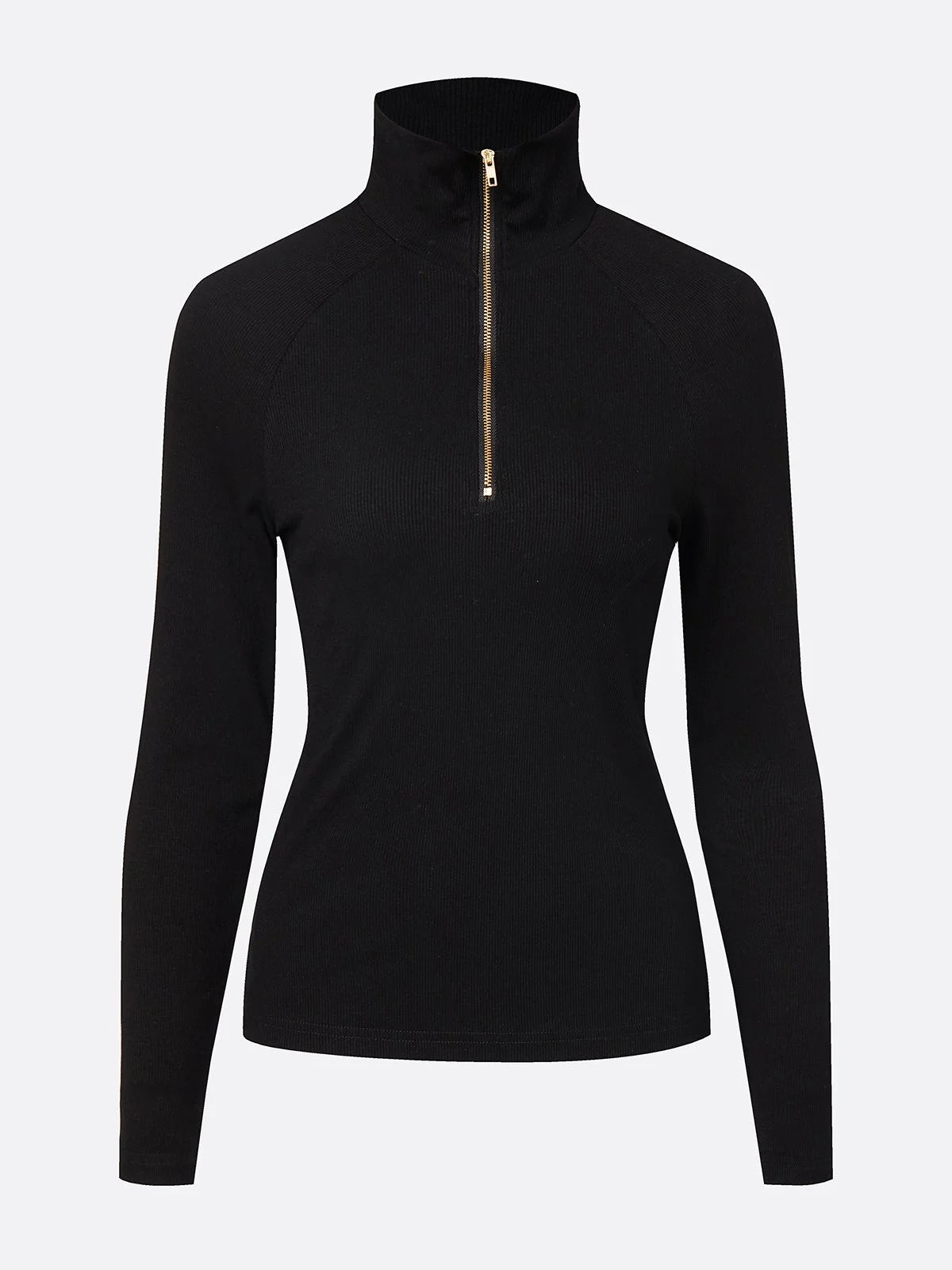 Jersey Urban Plain Zipper Turtleneck T-shirt