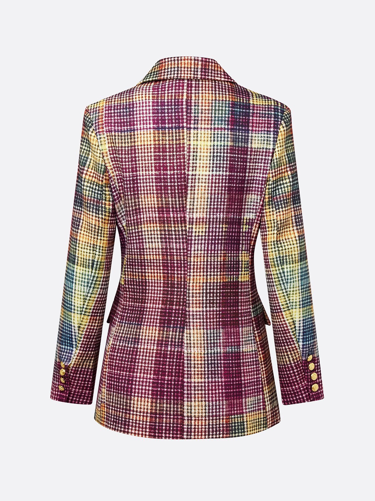 Urban Multi-Plaid Lapel Blazer