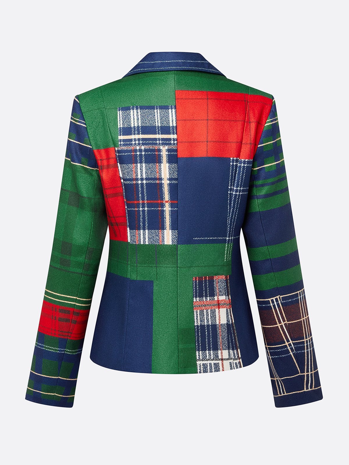 Urban Printing Plaid Lapel Collar Blazer