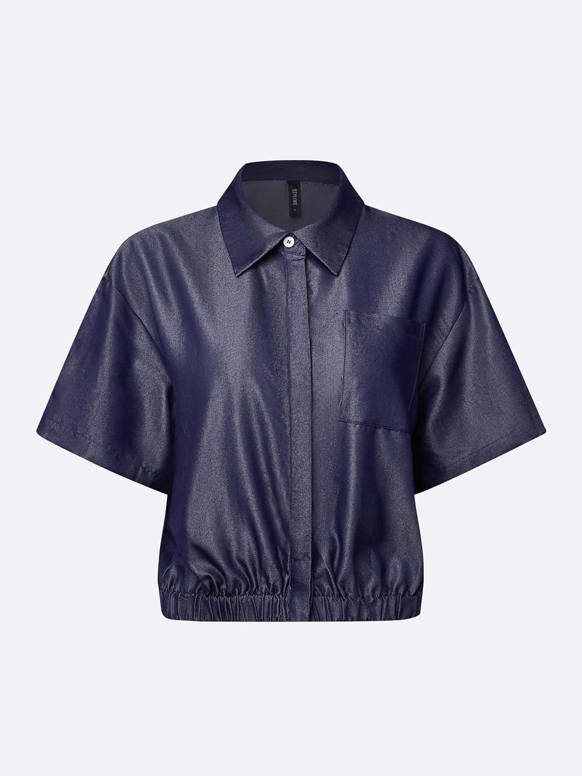 Casual Plain Shirt Collar Faux Denim Shirt