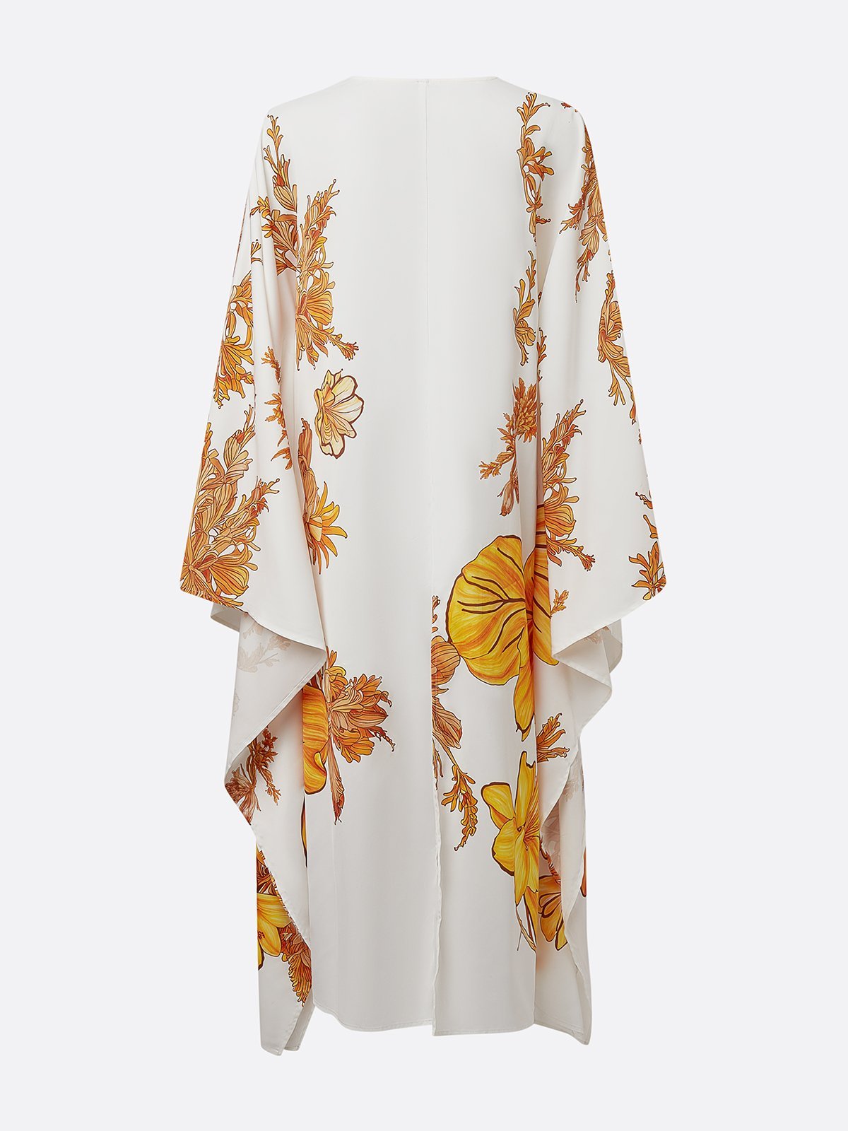 Vacation Split Sleeve Printing Floral Kimono