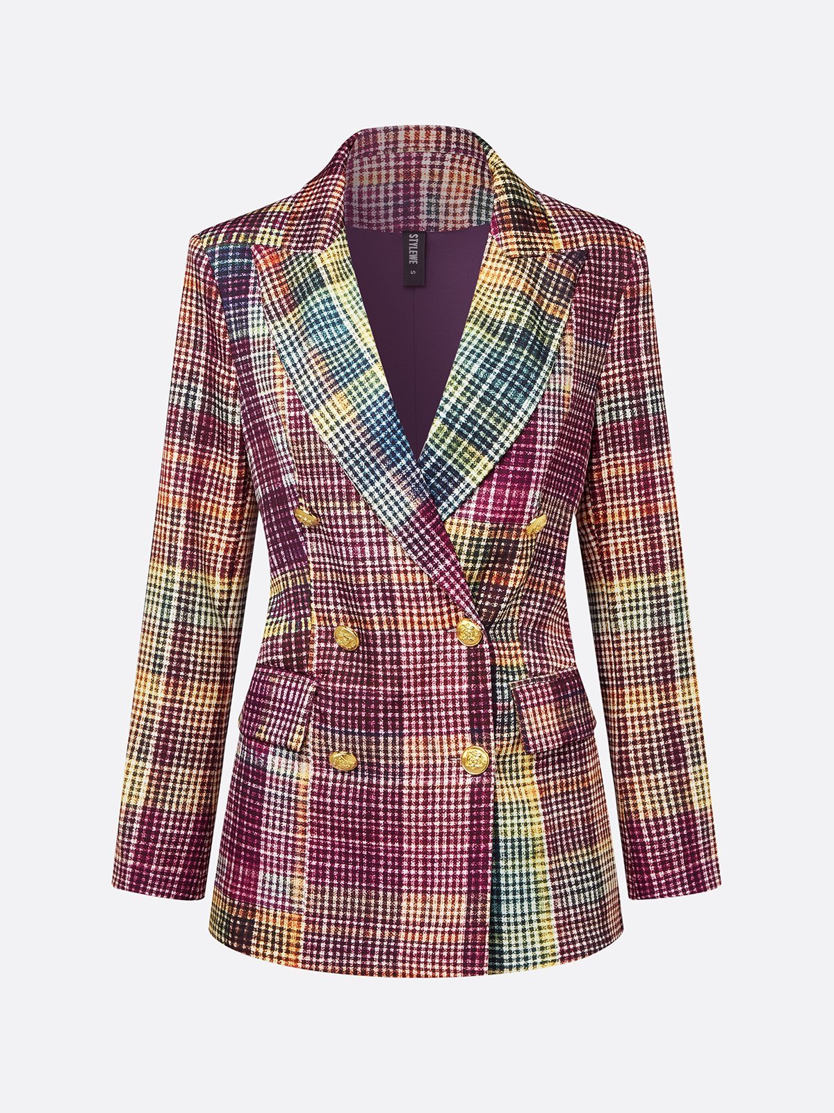 Urban Multi-Plaid Lapel Blazer