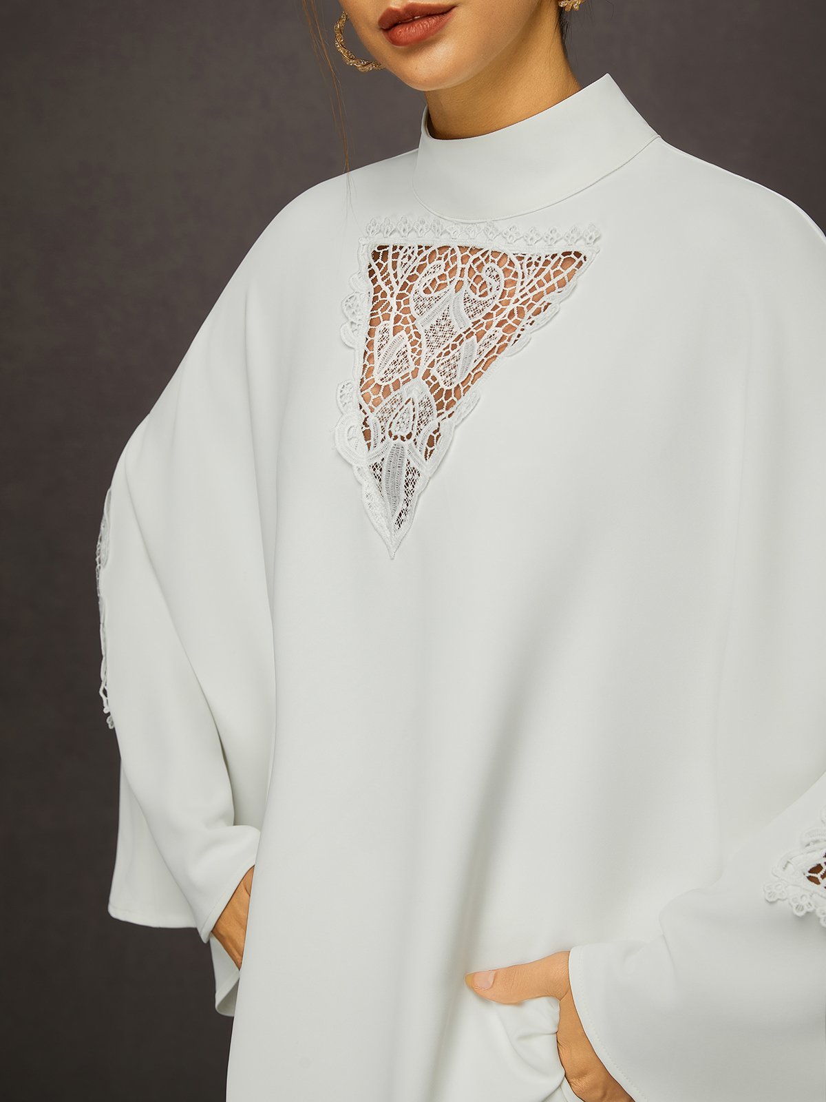 Sheer Lace Patch Top - Versatile Urban Style for Social Occasions