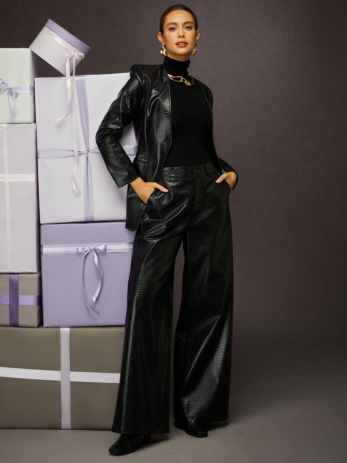 UrbanFaux Leather H-Line Long Pants