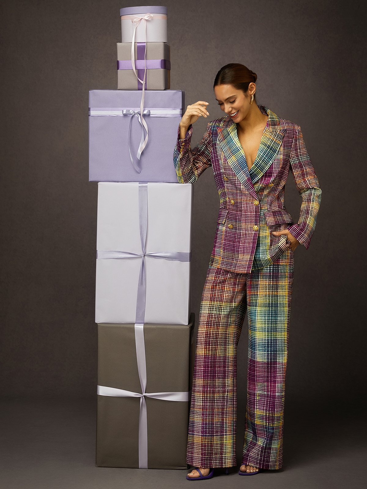 Urban Multi-Plaid Lapel Blazer