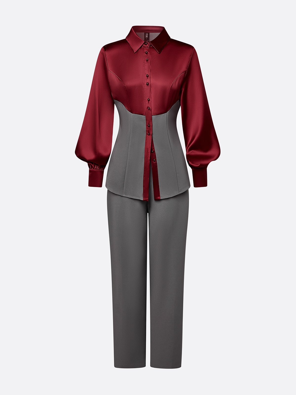 Satin Urban Color Block Split Joint Shirt