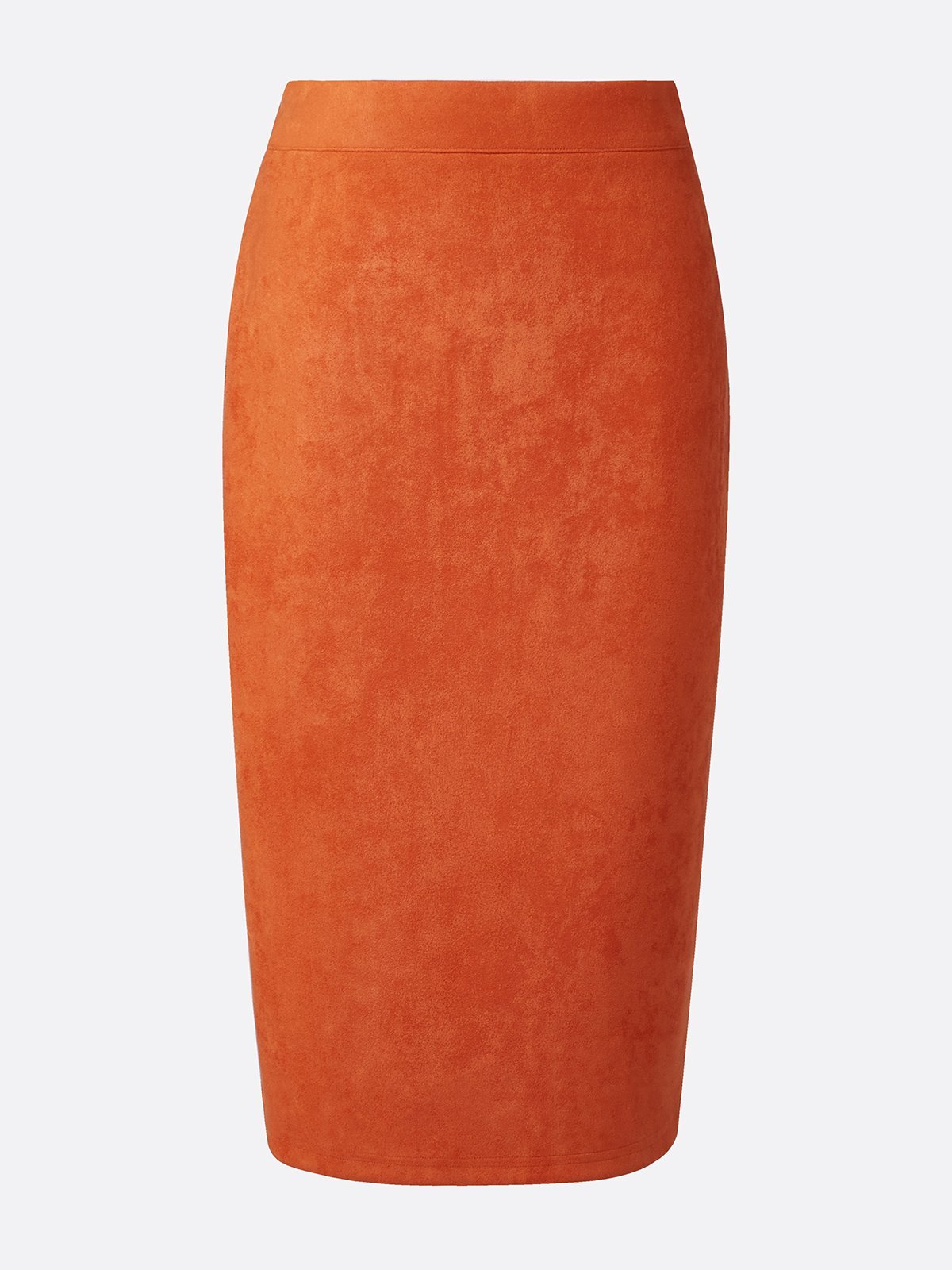 Urban Plain Midi Faux Leather Skirt