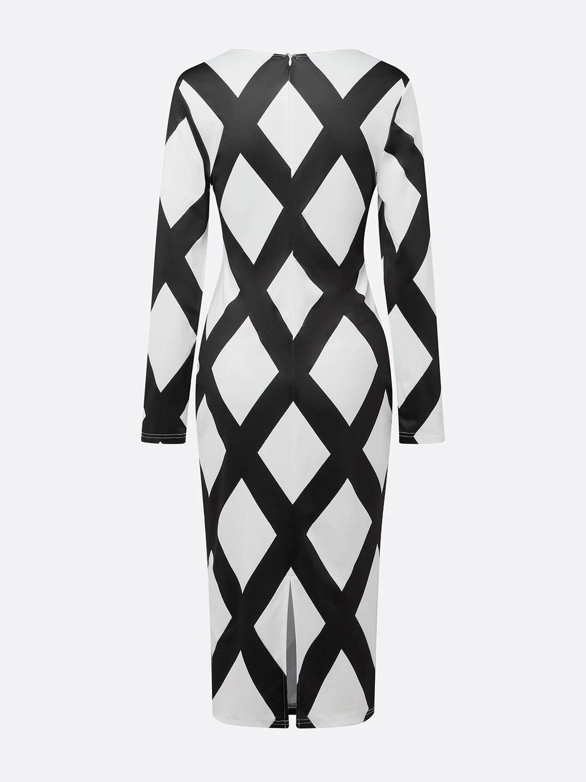 Urban Plaid Printing Crew Neck Midi Dress